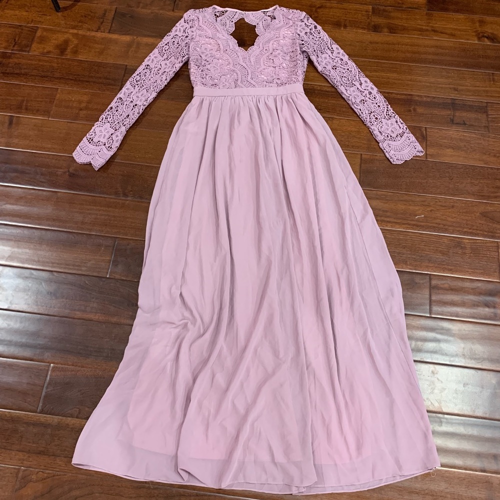 PinkBlush crochet lace long sleeve maxi maternity - Picture 4 of 5